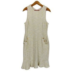 LOFT yellow Tweed Sleeveless Ruffle Hem dress size 10P